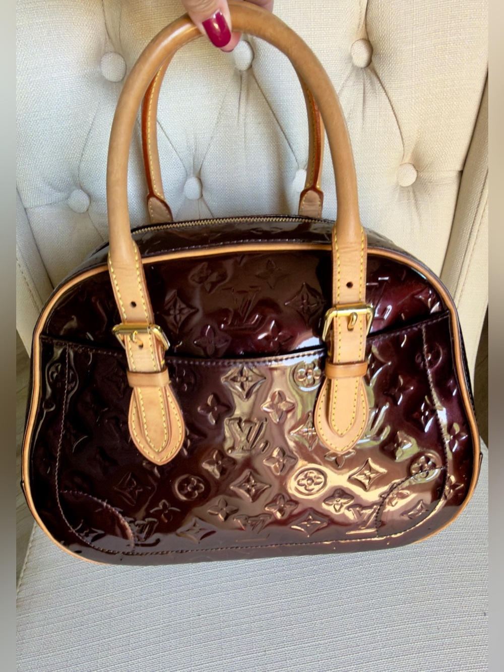 Louis Vuitton Summit Drive in Amarante Vernis Patent Leather Monogram Tote Bag - Picture 8 of 13